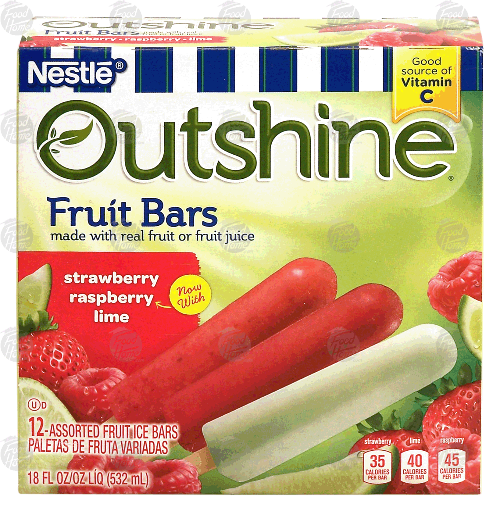 Nestle Outshine fruit bars; strawberry, raspberry, lime, made with real fruit or fruit juice, 12 count Full-Size Picture